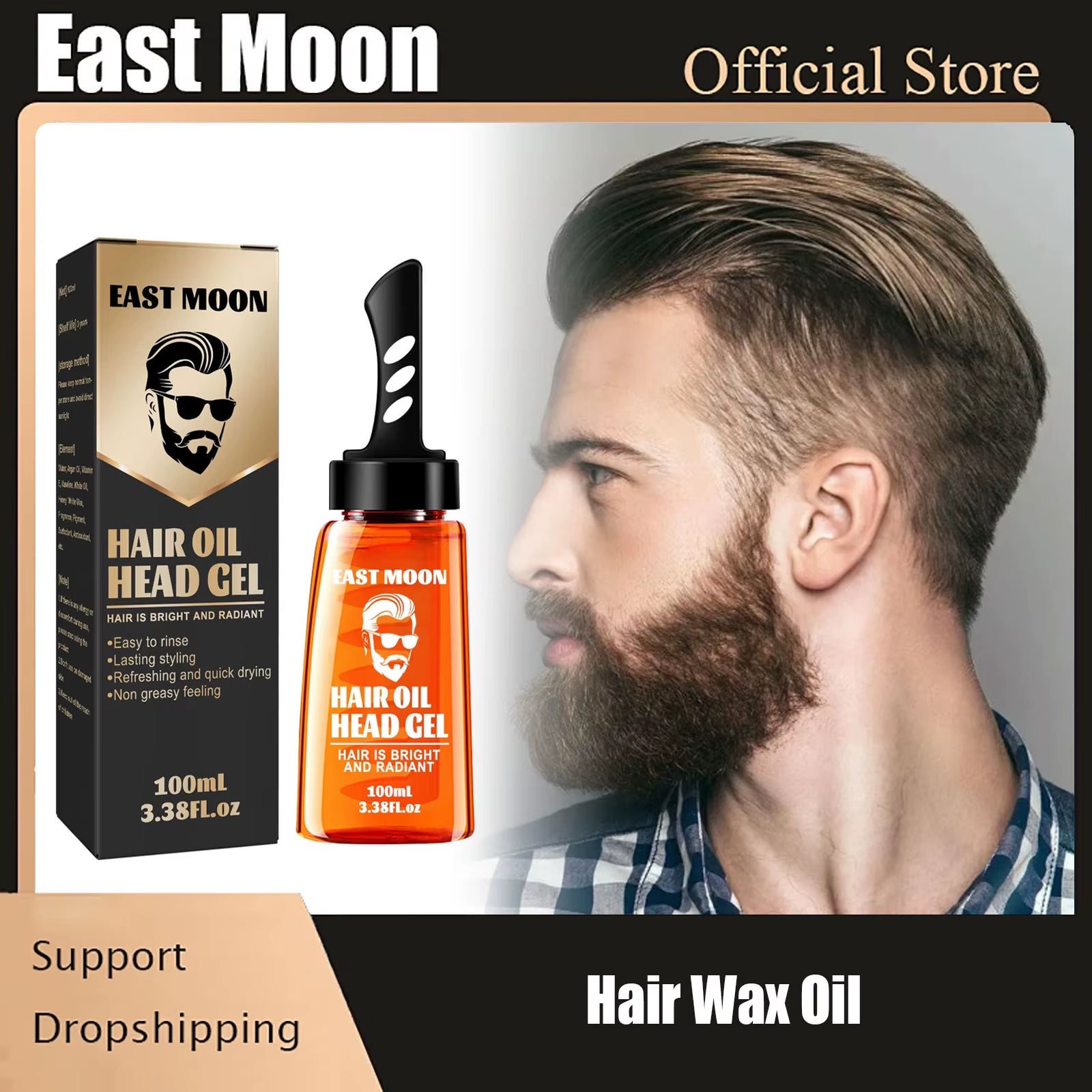 Hair Wax Oil Professional Strong Hold Curly Shaping Finished Molding Reduce Dry Long-Lasting Edges Manage Man Hair Styling Gel