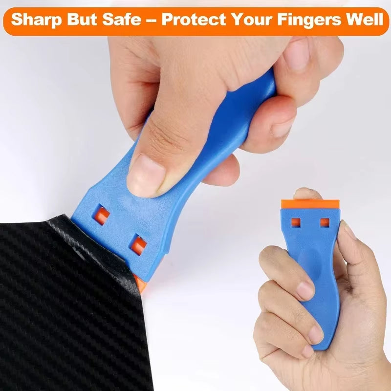 Plastic Razor Blade Scrapers Knife with Contoured Grip for Scraping Labels and Decals Sticker from Glass Window Tool Application