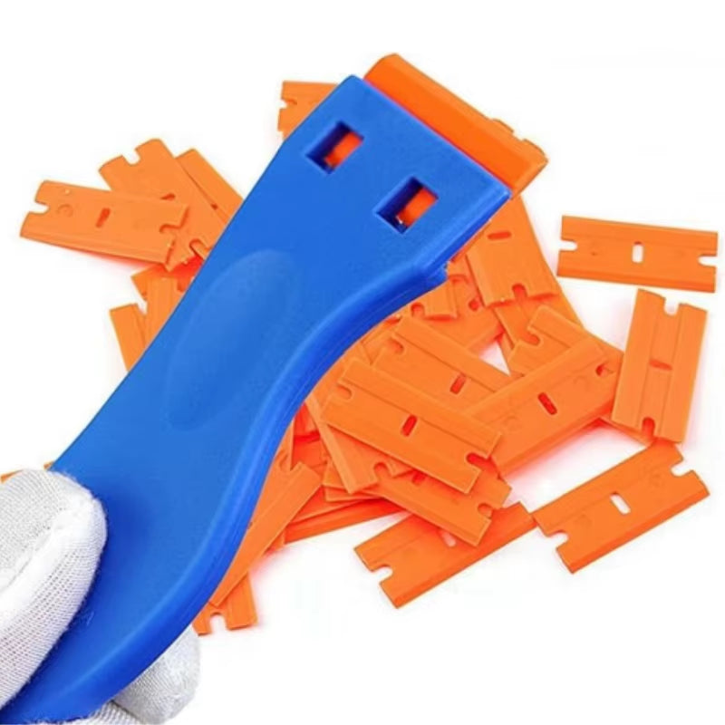 Plastic Razor Blade Scrapers Knife with Contoured Grip for Scraping Labels and Decals Sticker from Glass Window Tool Application