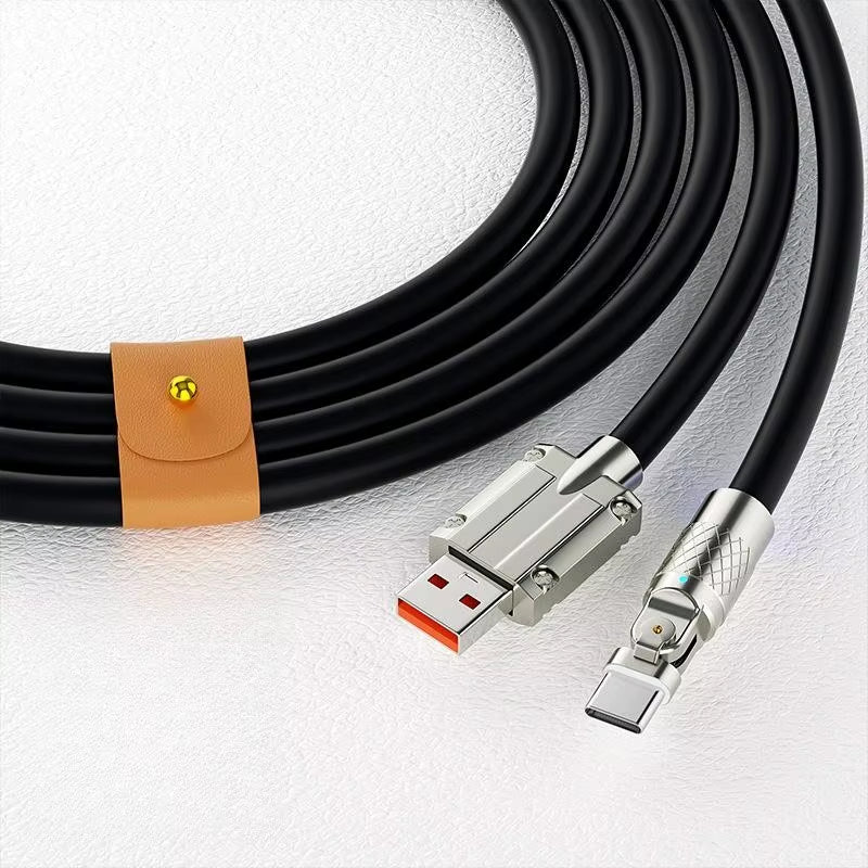 120W USB Type C Cable 180° Rotating 6A Fast Charge Cable for Samsung S22 S21 S20 Ultra Huawei Xiaomi 12 Mobile Phone Cable