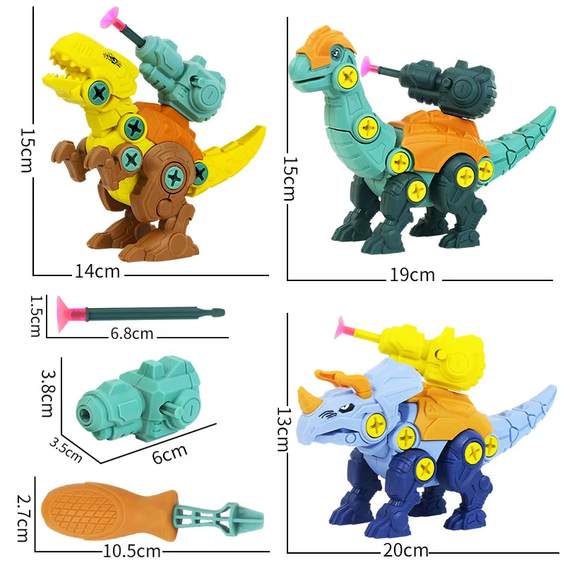 3 In1 DIY Screwing Dinosaurs Baby Toys for 3 Years Old Assembly Nuts Model Sets Safe Blocks Early Educational Toddler for Kids