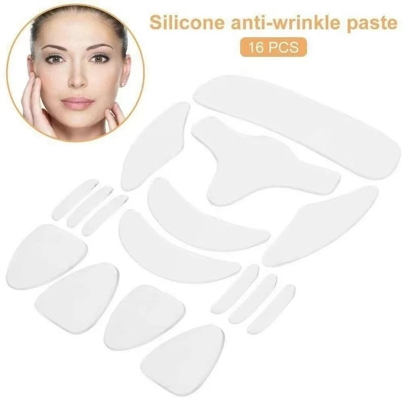 16-Piece Set Anti-Wrinkle Stickers Women Reusable Silicone Removal Sticker Face Forehead Neck Pad Aging Skin Lifting Care Patch