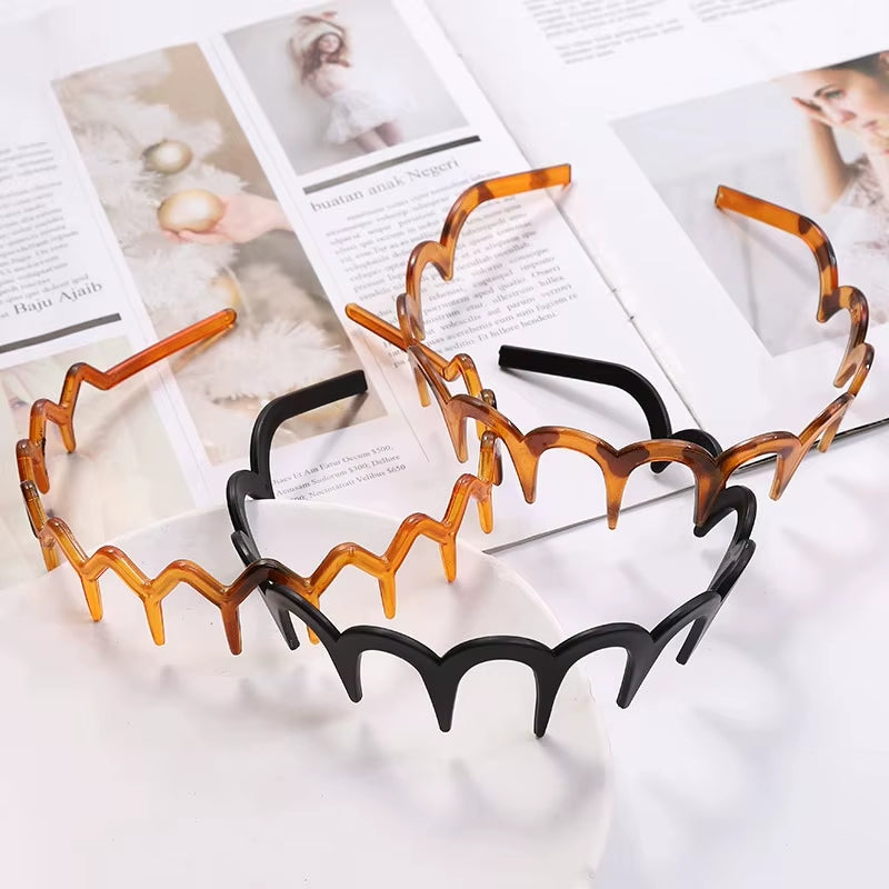 Fashion Wave Headbands for Women Solid Color Toothed Non-Slip Hair Bands Girl Face Wash Sports Hairbands Hair Accessories
