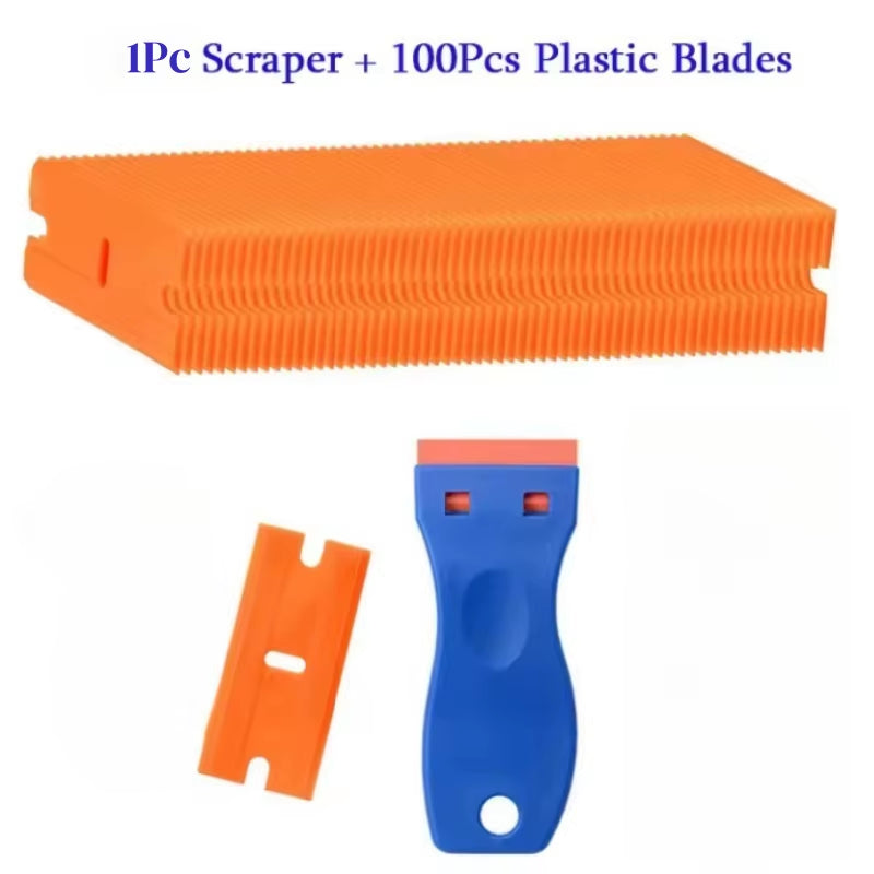 Plastic Razor Blade Scrapers Knife with Contoured Grip for Scraping Labels and Decals Sticker from Glass Window Tool Application