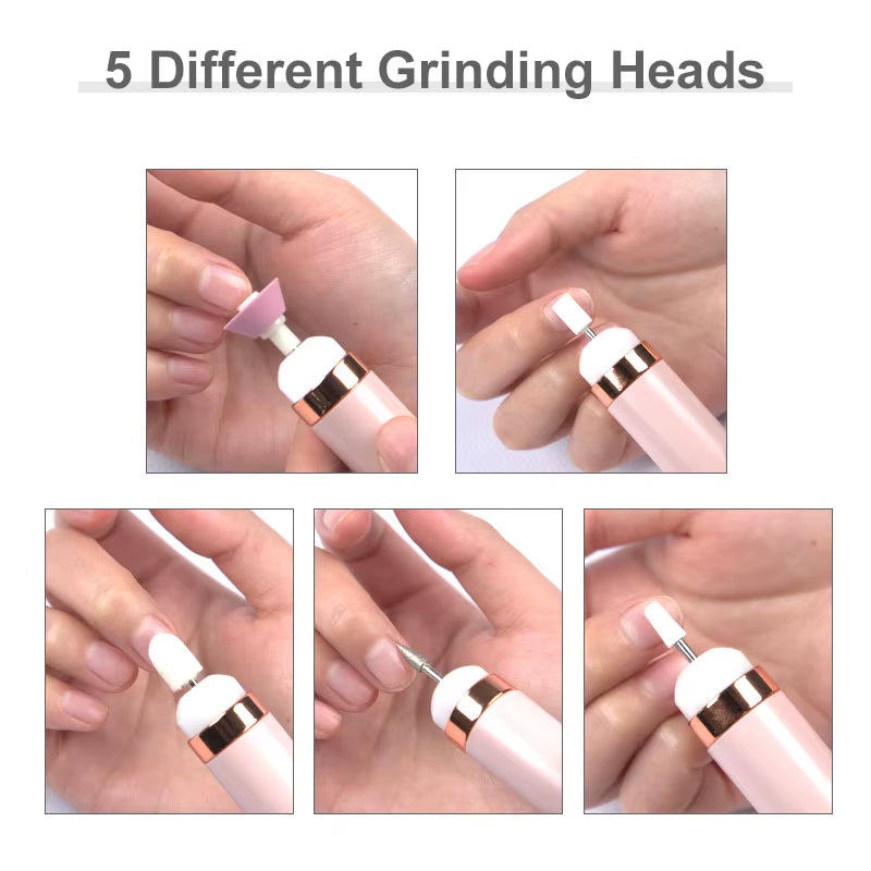 Rechargeable Electric Nail Grinder Nail Polishing Machine Portable Mini Electric Driil Manicure Art Pen Tools for Gel Removing
