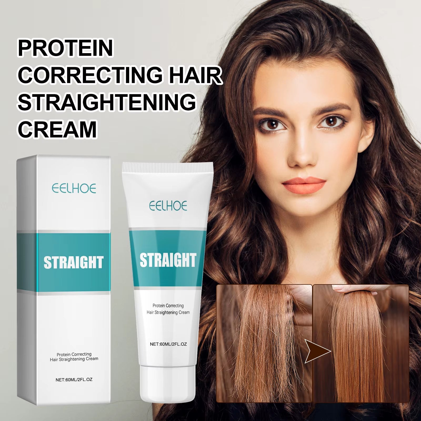Keratin Hair Straightening Cream Hair Repair Conditioner Reduce Frizzy and Dry Hair Care Set Hair Salon Protein Correction Cream