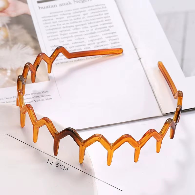 Fashion Wave Headbands for Women Solid Color Toothed Non-Slip Hair Bands Girl Face Wash Sports Hairbands Hair Accessories