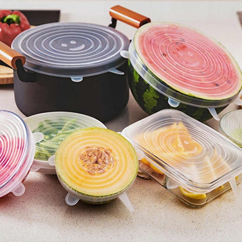 6PCS ADAPTABLE LID SILICONE COVER FOOD