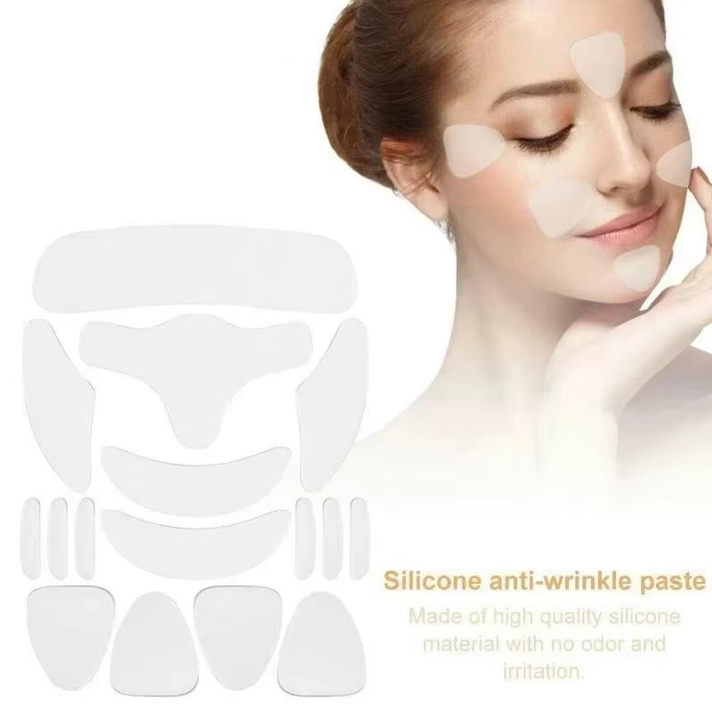 16-Piece Set Anti-Wrinkle Stickers Women Reusable Silicone Removal Sticker Face Forehead Neck Pad Aging Skin Lifting Care Patch