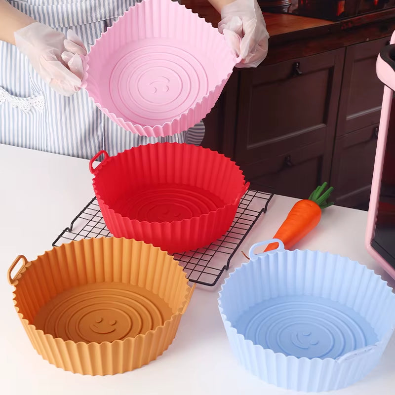 20Cm Air Fryer Tray Oven Baking Tray Fried Basket Mat Airfryer Silicone Pot round Replacement Grill Pan Bakeware Pizza Pan