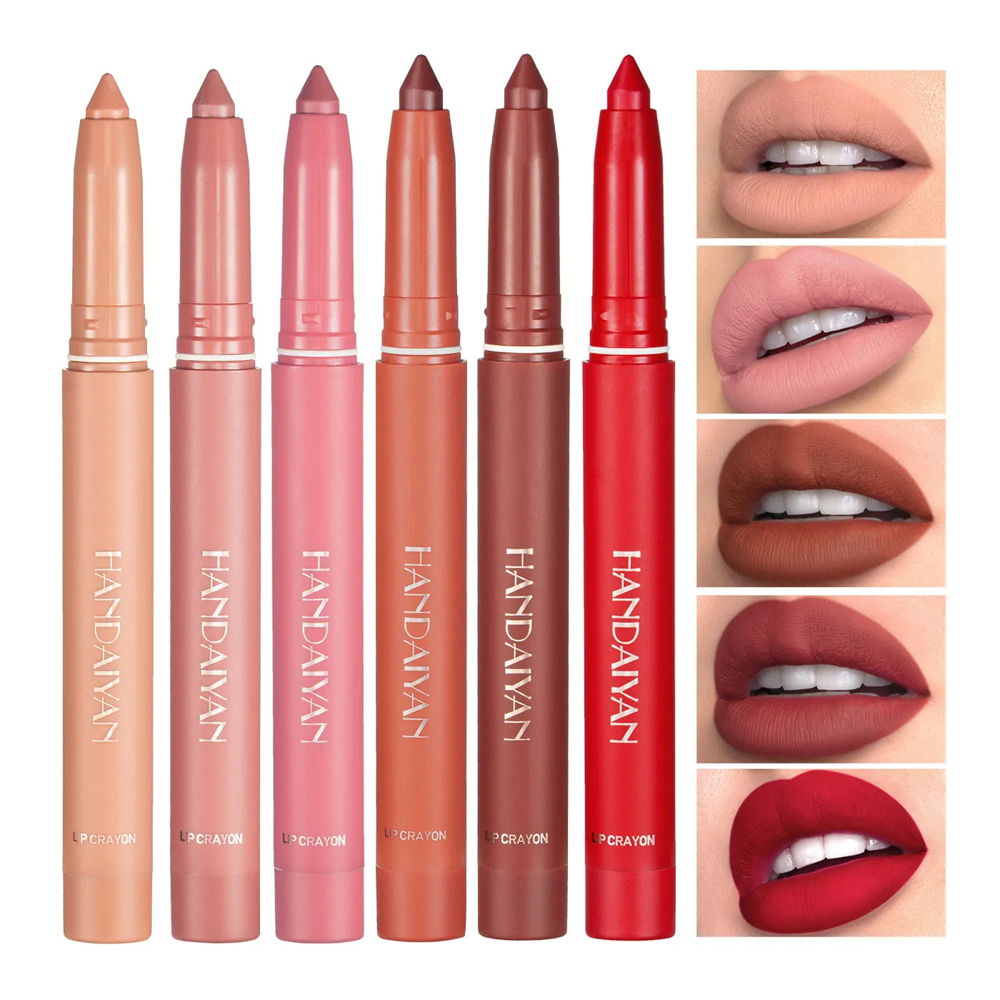 12 COLOR HANDAIYAN ROTATING SHARPENABLE MATTE LIPSTICK PENCILS