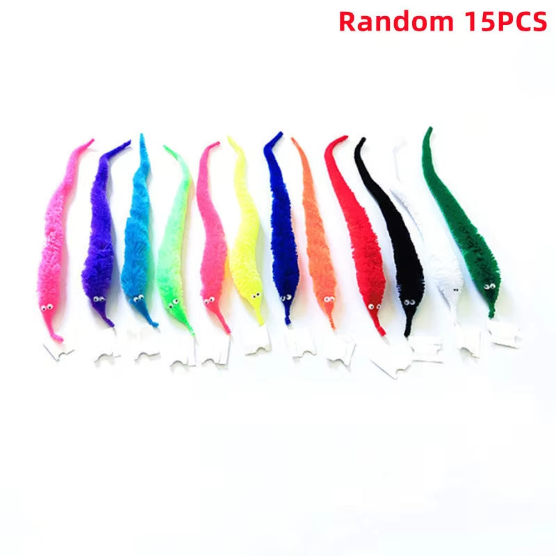 5/10/15Pcs Novelty Funny Props Caterpillars Seahorse Elf Magic Worm Twisty Christmas Halloween Wizard Weird Tricks Toy Kid Gifts