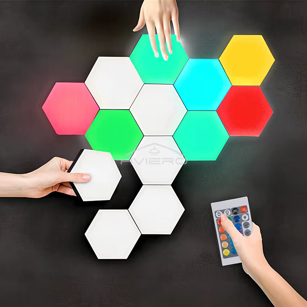 RGB Led Wall Light Hexagon Honeycomb Lamps Room Decoration Touch Sensor Night Lights Modern Bedroom Ambient Lamp Remote Control