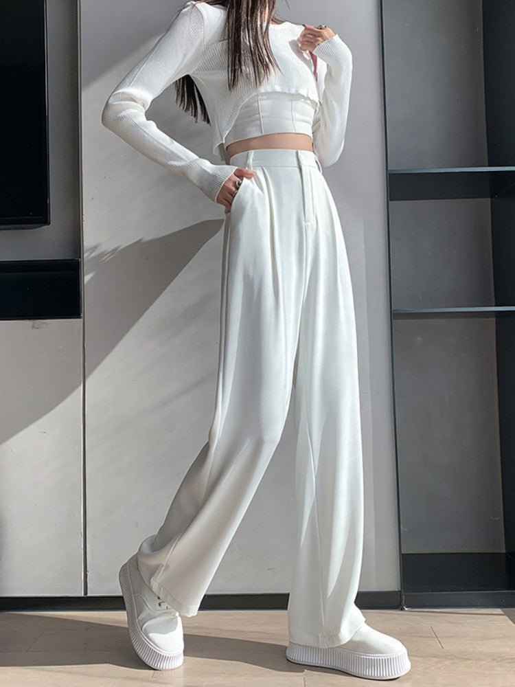 CASUAL HIGH WAIST LOOSE WIDE LEG PANTS