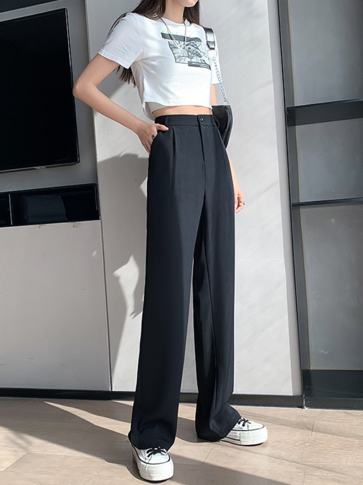 CASUAL HIGH WAIST LOOSE WIDE LEG PANTS