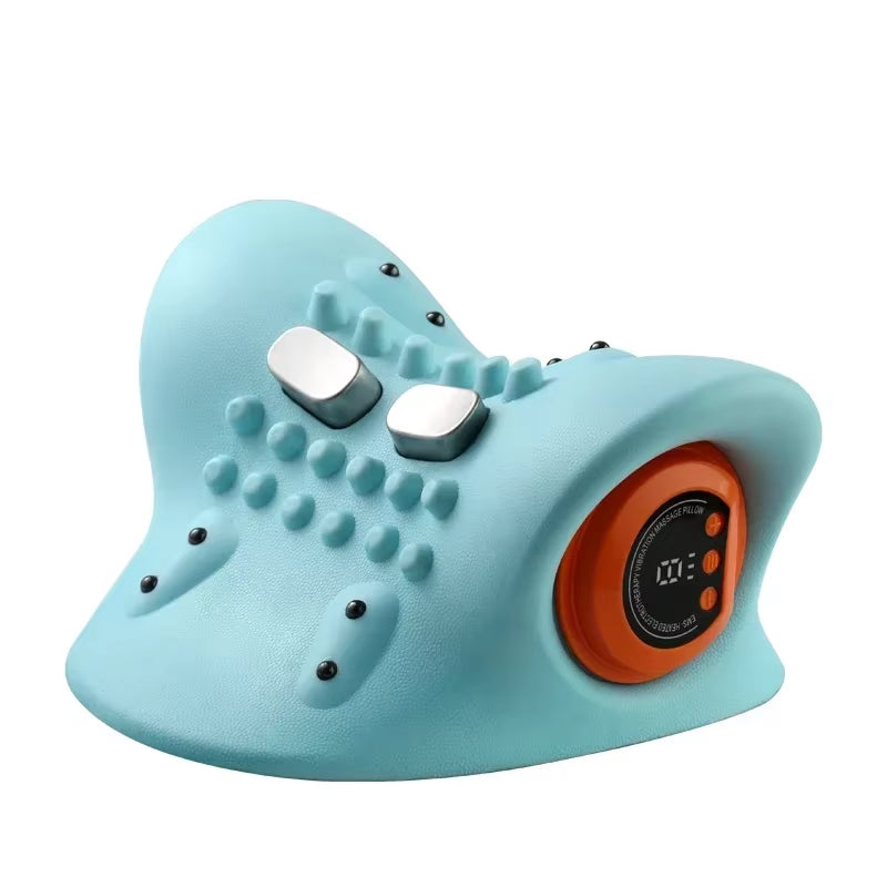 Electric Cervical Massager Neck Stretcher Pulse Traction Heating Pain Relif Chiropractic Traction Head Acupoint Massage Pillow
