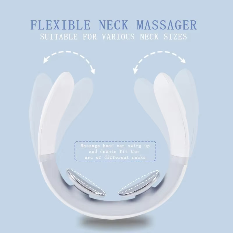 Electric Neck Massager USB Charging Portable Cervical Massage Device for Work, Travel, Portable Operation Simple White