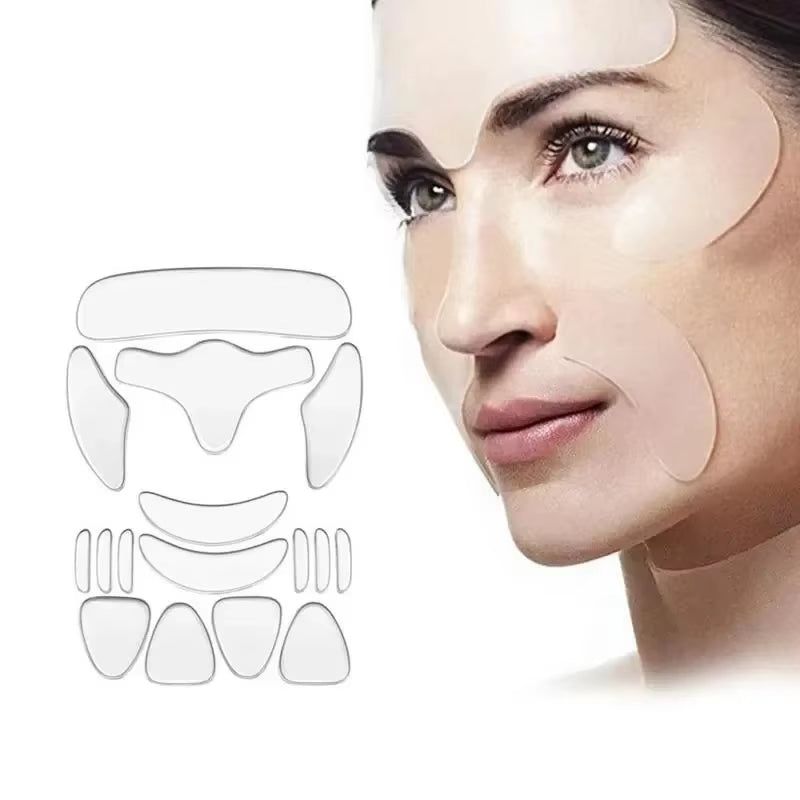 16-Piece Set Anti-Wrinkle Stickers Women Reusable Silicone Removal Sticker Face Forehead Neck Pad Aging Skin Lifting Care Patch