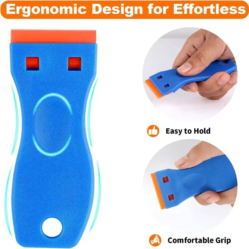 Plastic Razor Blade Scrapers Knife with Contoured Grip for Scraping Labels and Decals Sticker from Glass Window Tool Application